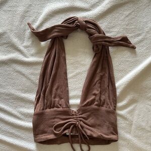 Princess Polly size small brown cropped halter top